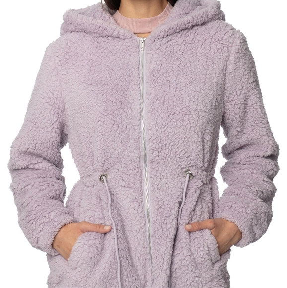 Sherpa Hooded Jacket in Lavender - Picture 2 of 10